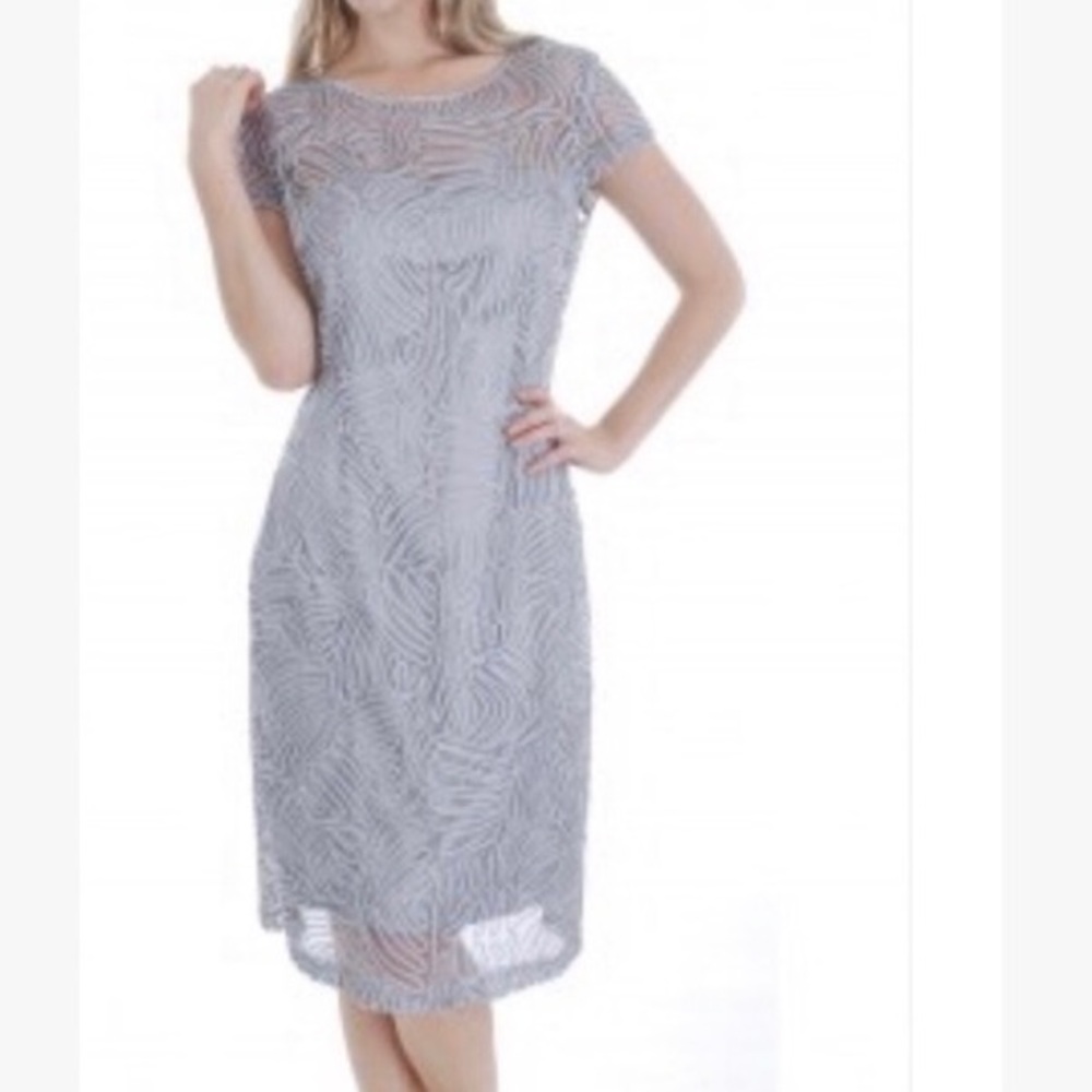 KATAYA COLLECTION Grey Embellished Knee Length Dress Size 10.